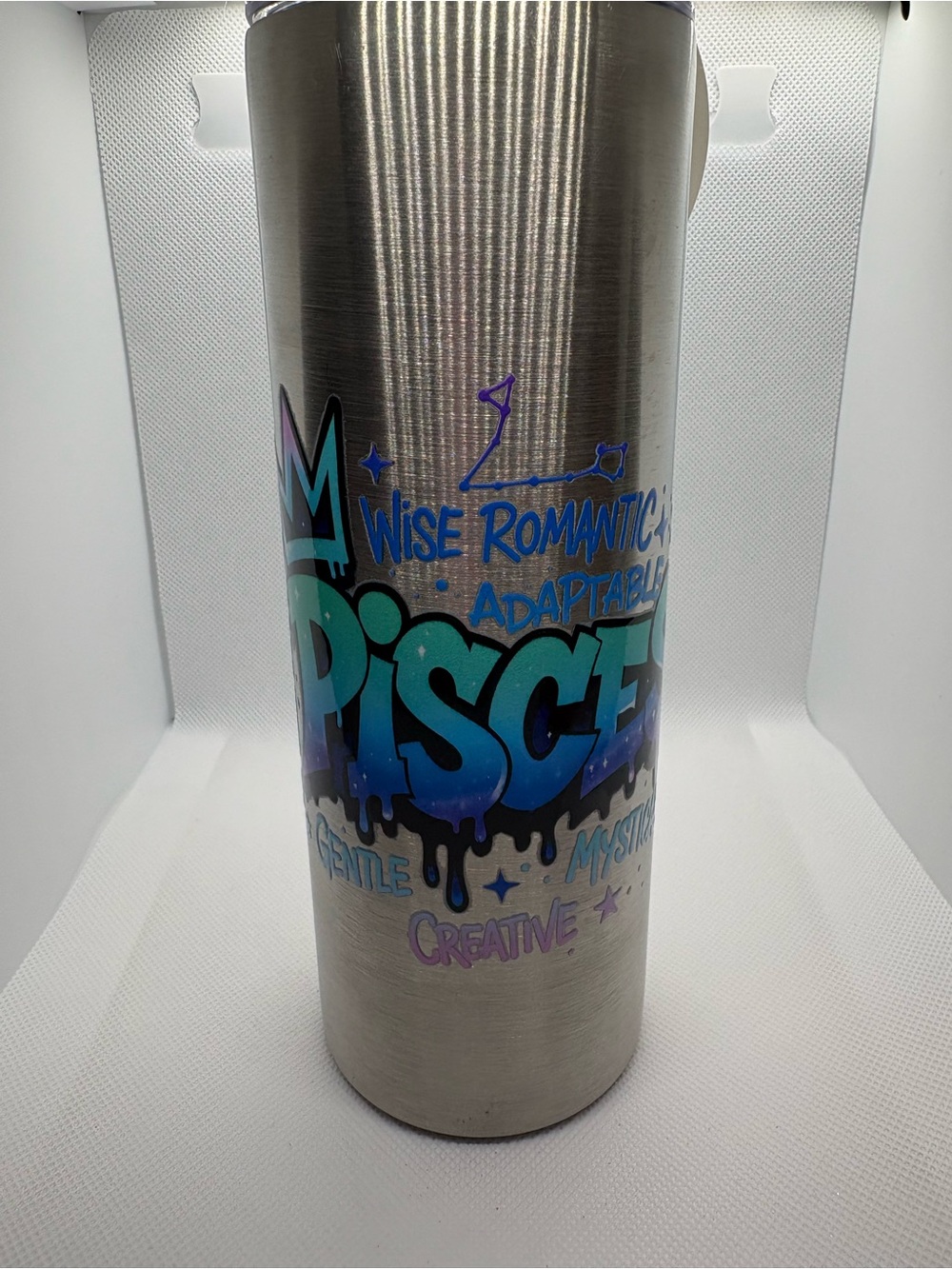 Pisces Stainless Steel Tumbler - Blue Gradient Zodiac Design